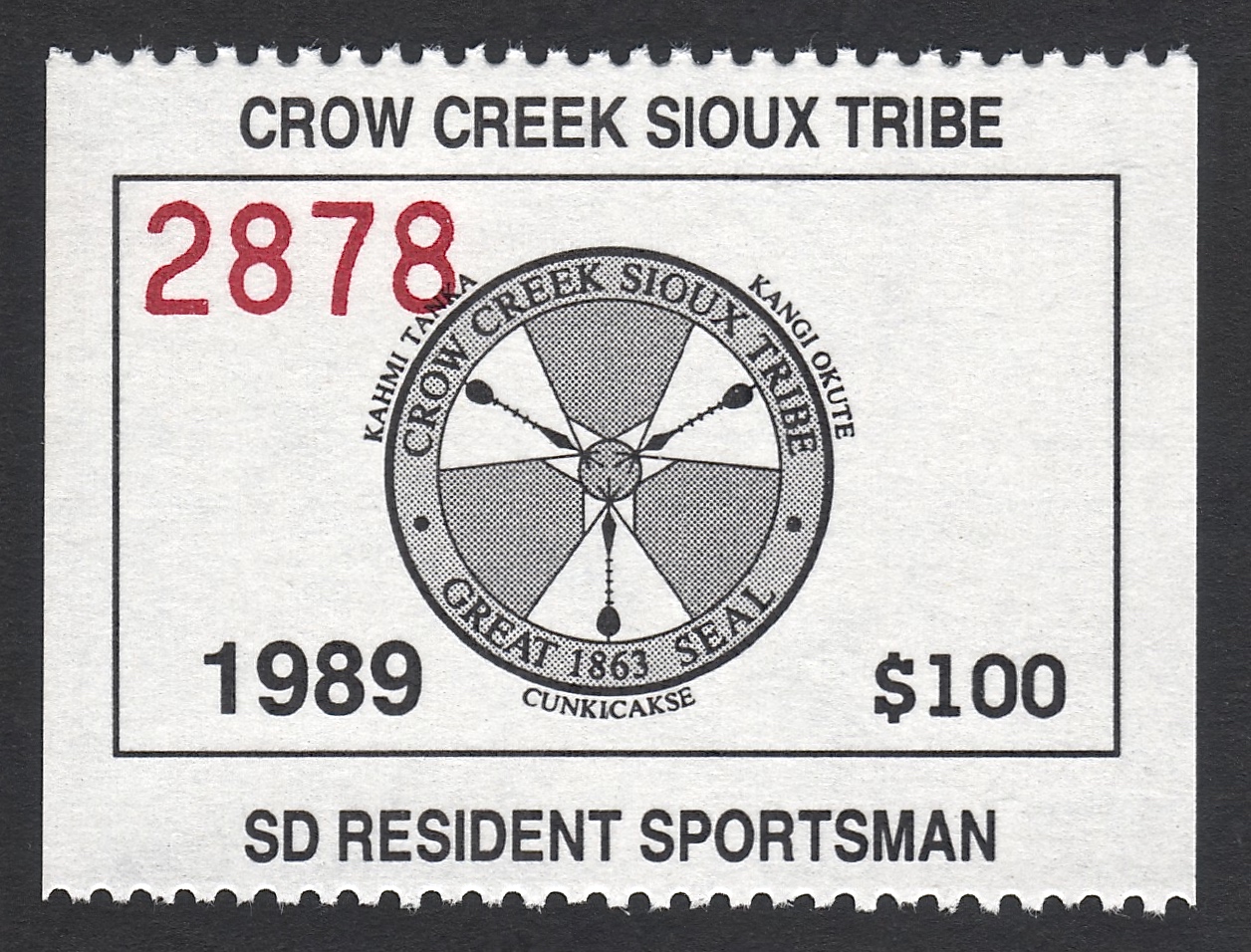 1989 Crow Creek SD Resident Sportsman