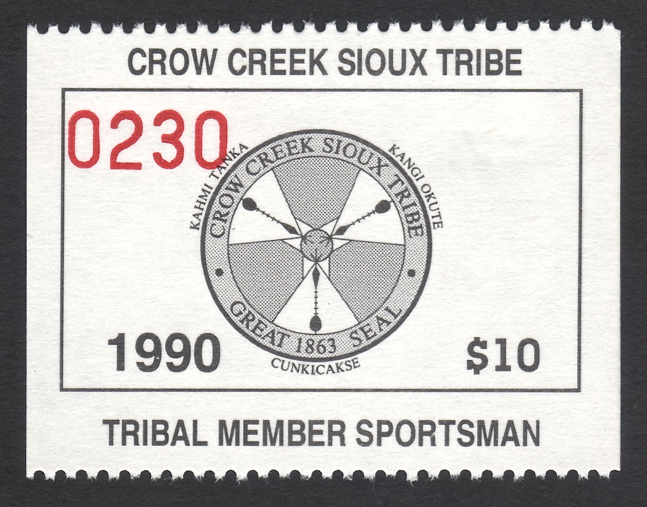 1990 Crow Creek Tribal Member Sportsman