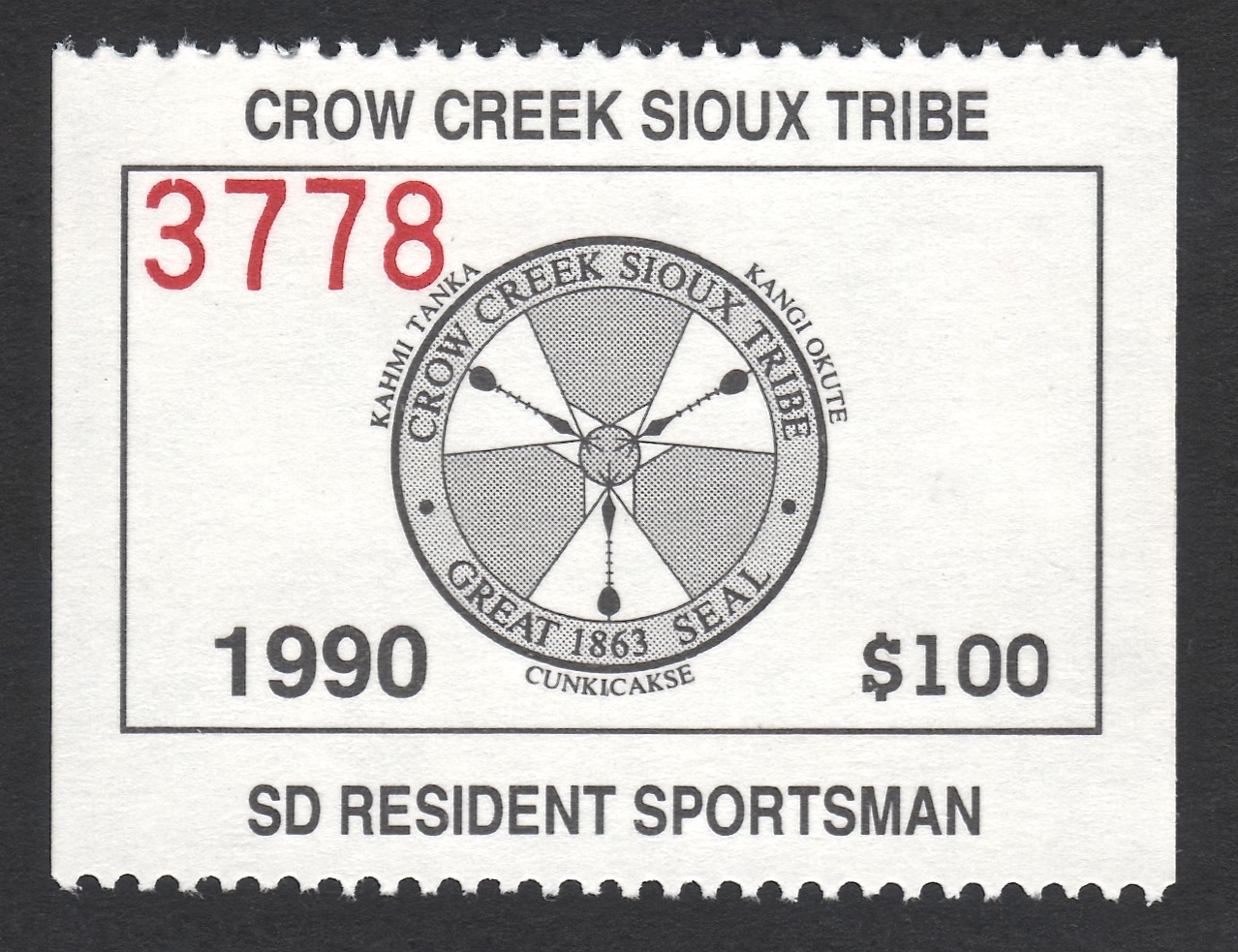 1990 Crow Creek SD Resident Sportsman
