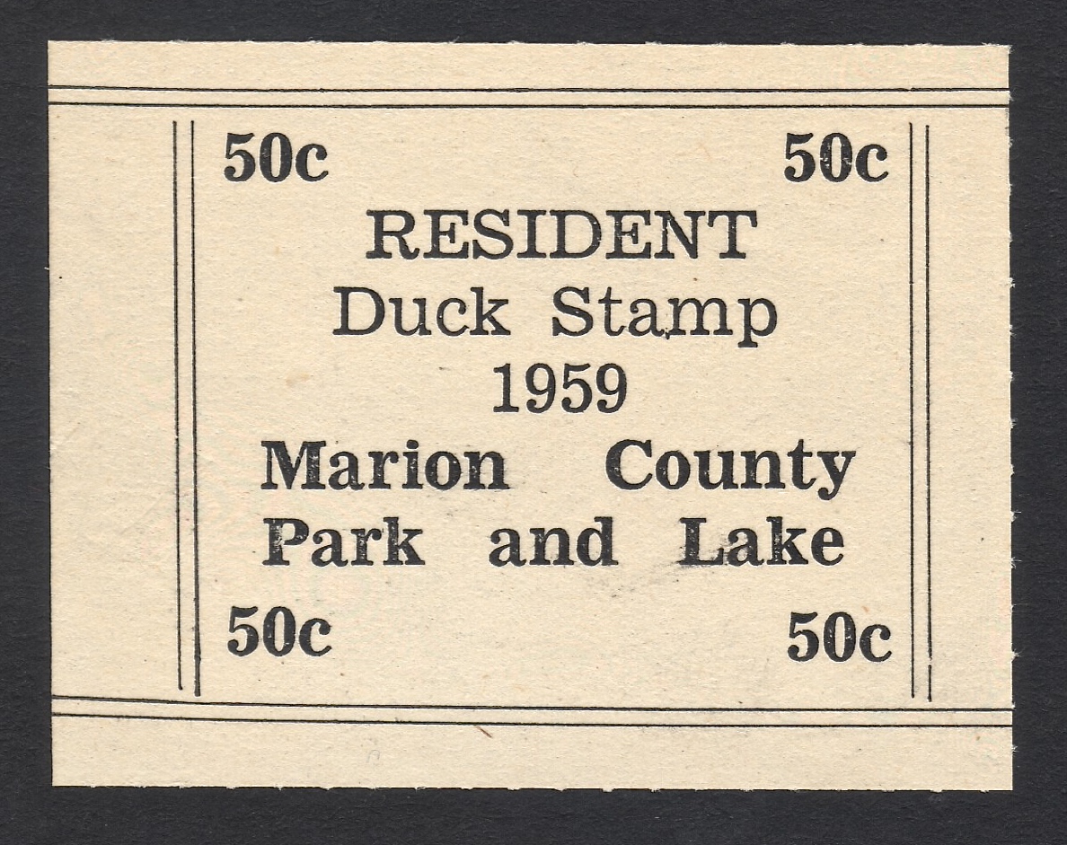 1959 Marion County, Kansas Duck Stamp Waterfowl Stamps and More