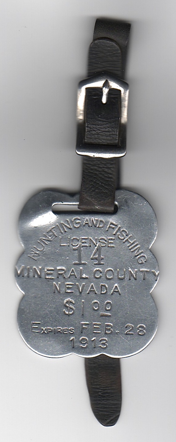 1912-13 Mineral County, Nevada Hunting and Fishing License Fob  