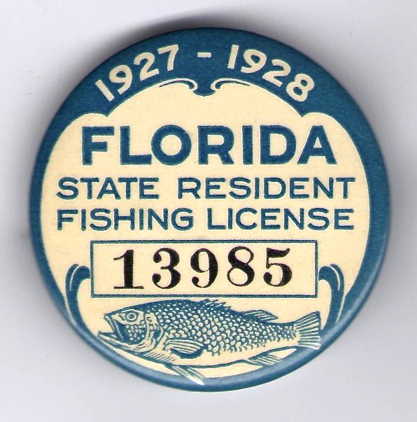 1927-28 Florida Fishing License Button