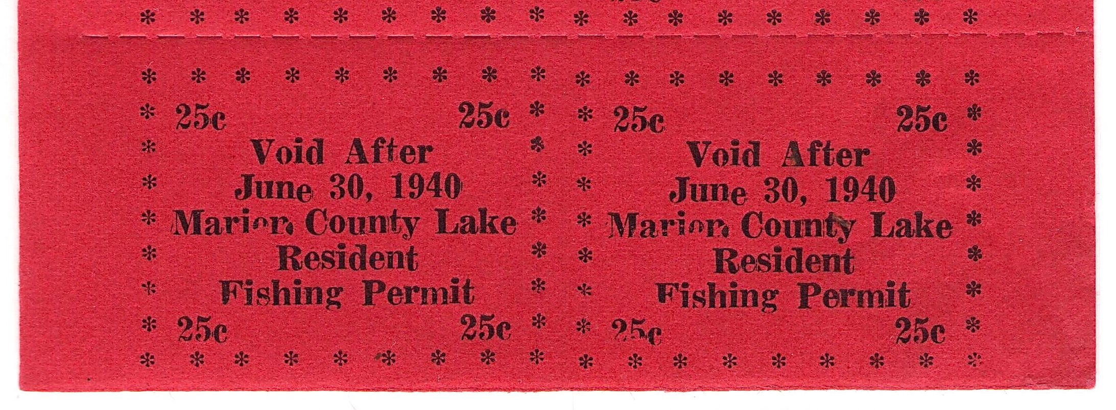 1940 Marion County Fishing Imperforate Between Pair