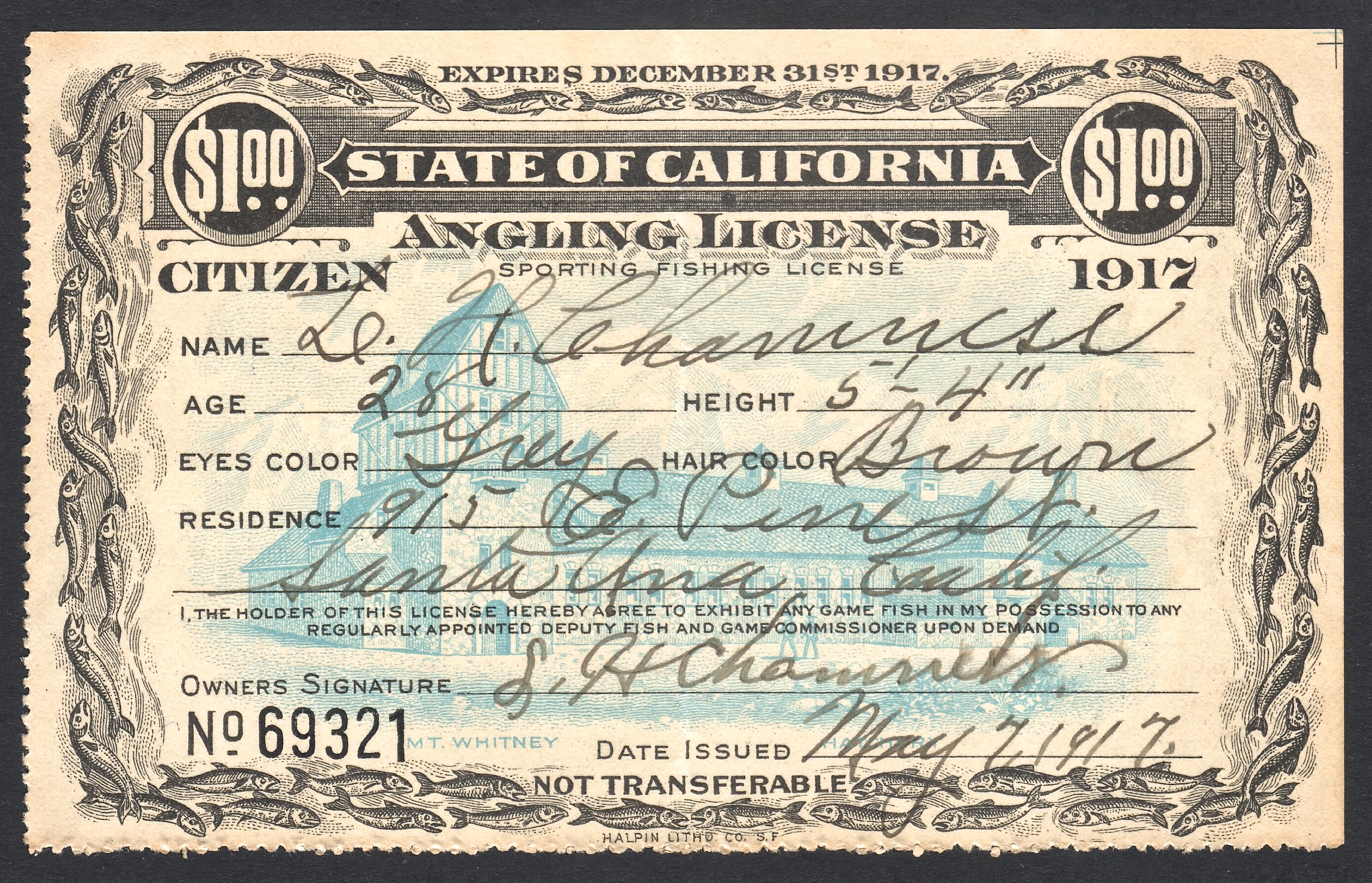 1917 California fishing licenses (1) jpg - Waterfowl Stamps and More