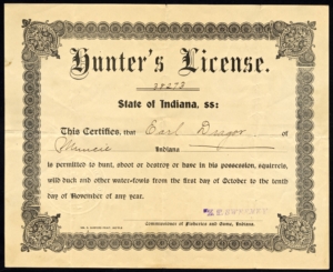 1902 Indiana Hunter's License License - Version 2