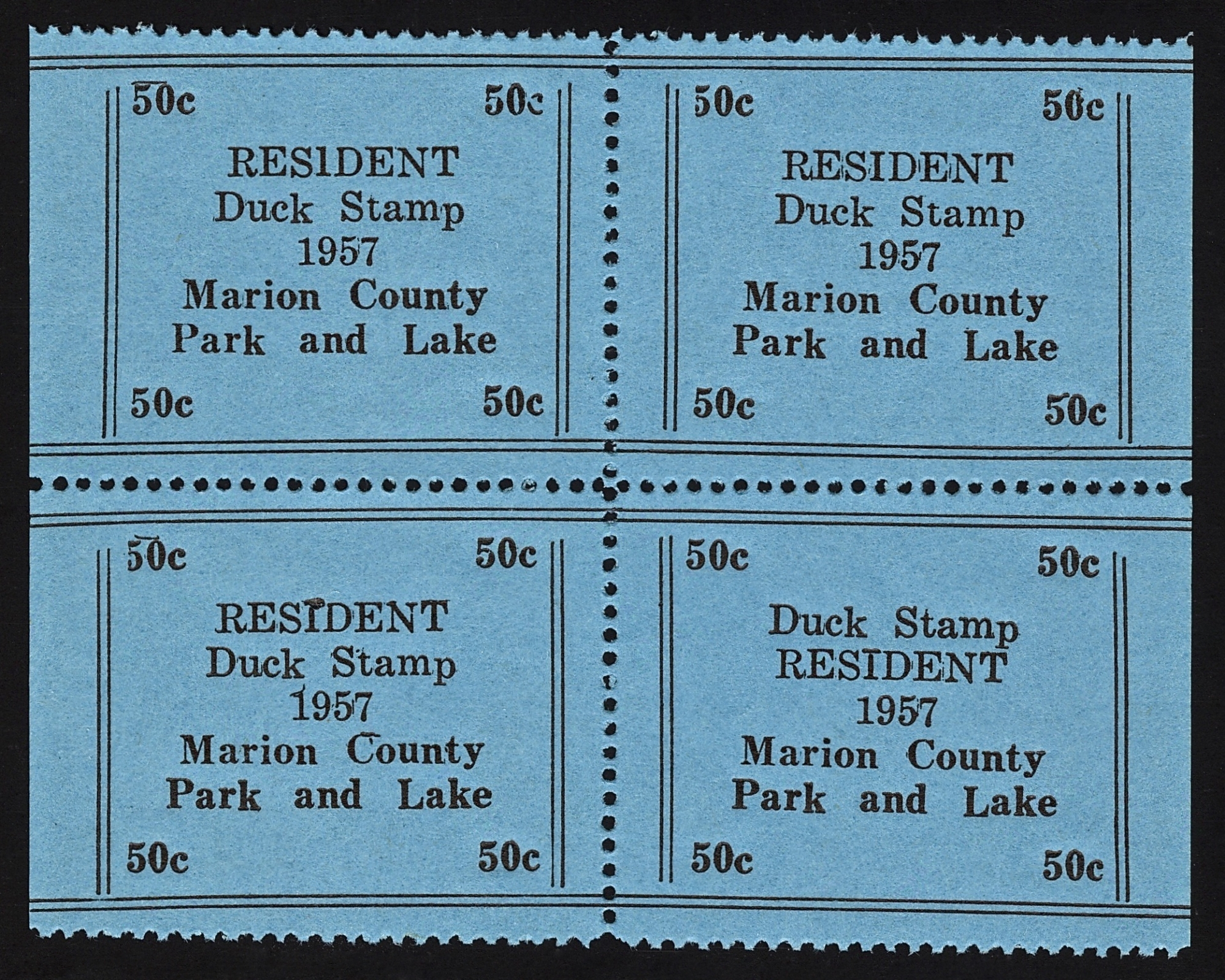1957 Duck Marion County, Kansas with typesetting errors in positions one and four