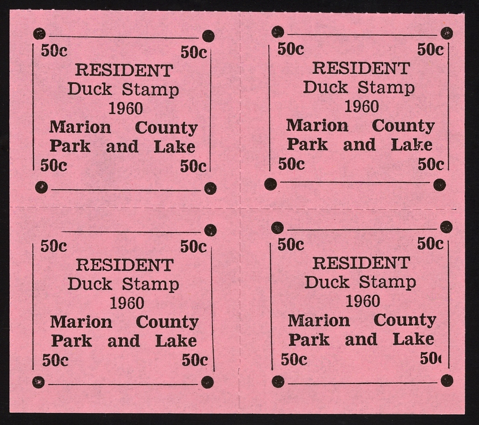 1960 Duck Marion County, Kansas with typesetting error in position three