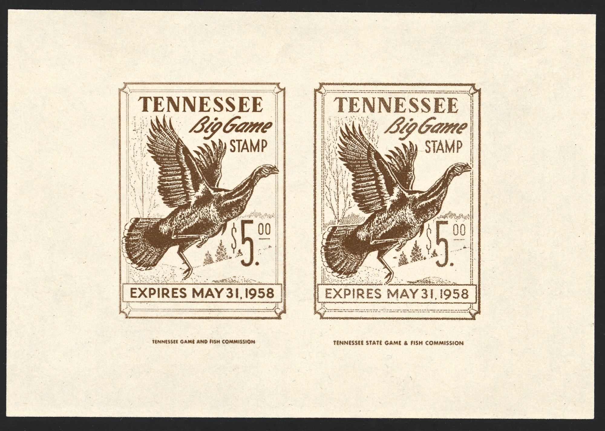 Essay and Trial Color Proof 1957-58 Tennessee Big Game
