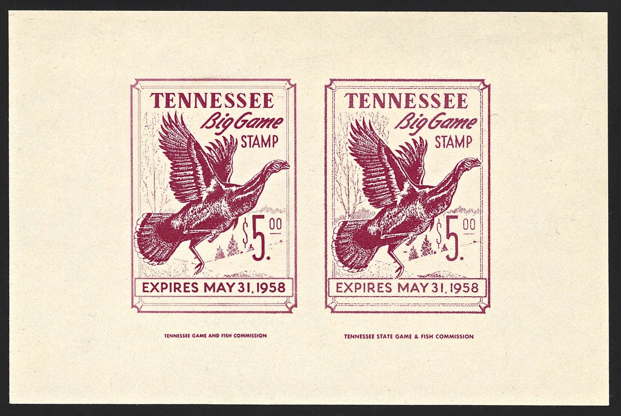 Essay and Trial Color Proof 1957-58 Tennessee Big Game