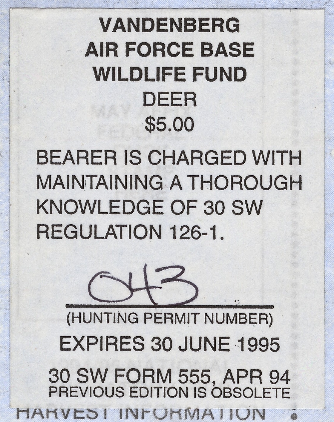 1994-95 VAFB Deer