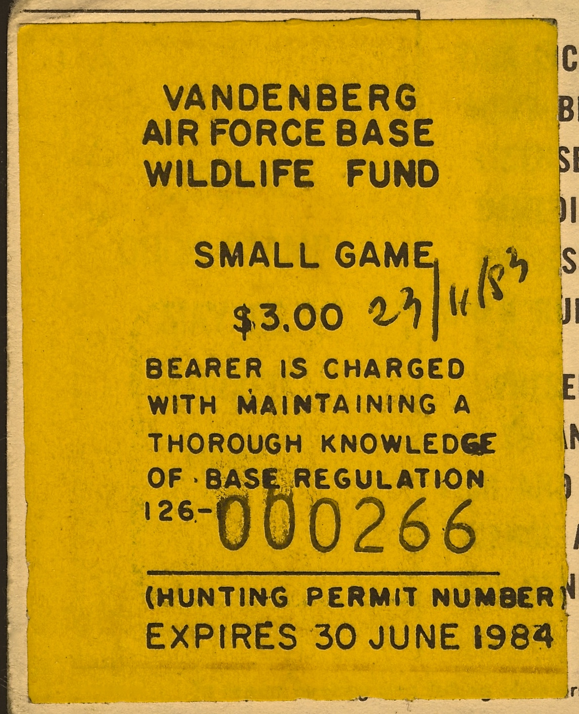 1983-84 VAFB Small Game