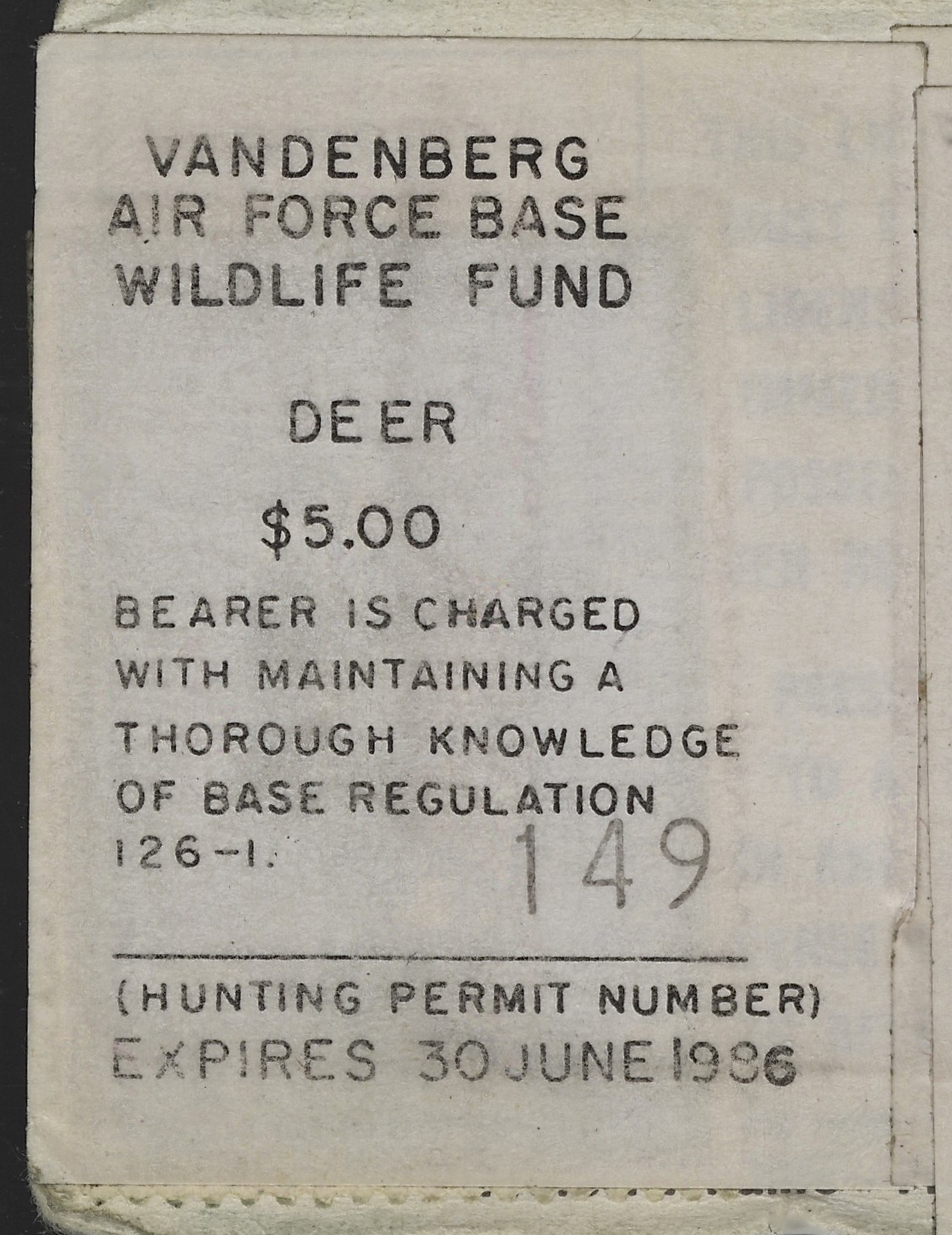 1985-86 VAFB Deer