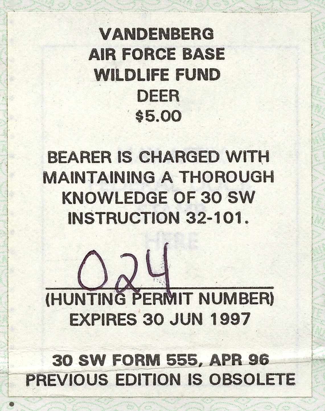 1996-97 VAFB Deer