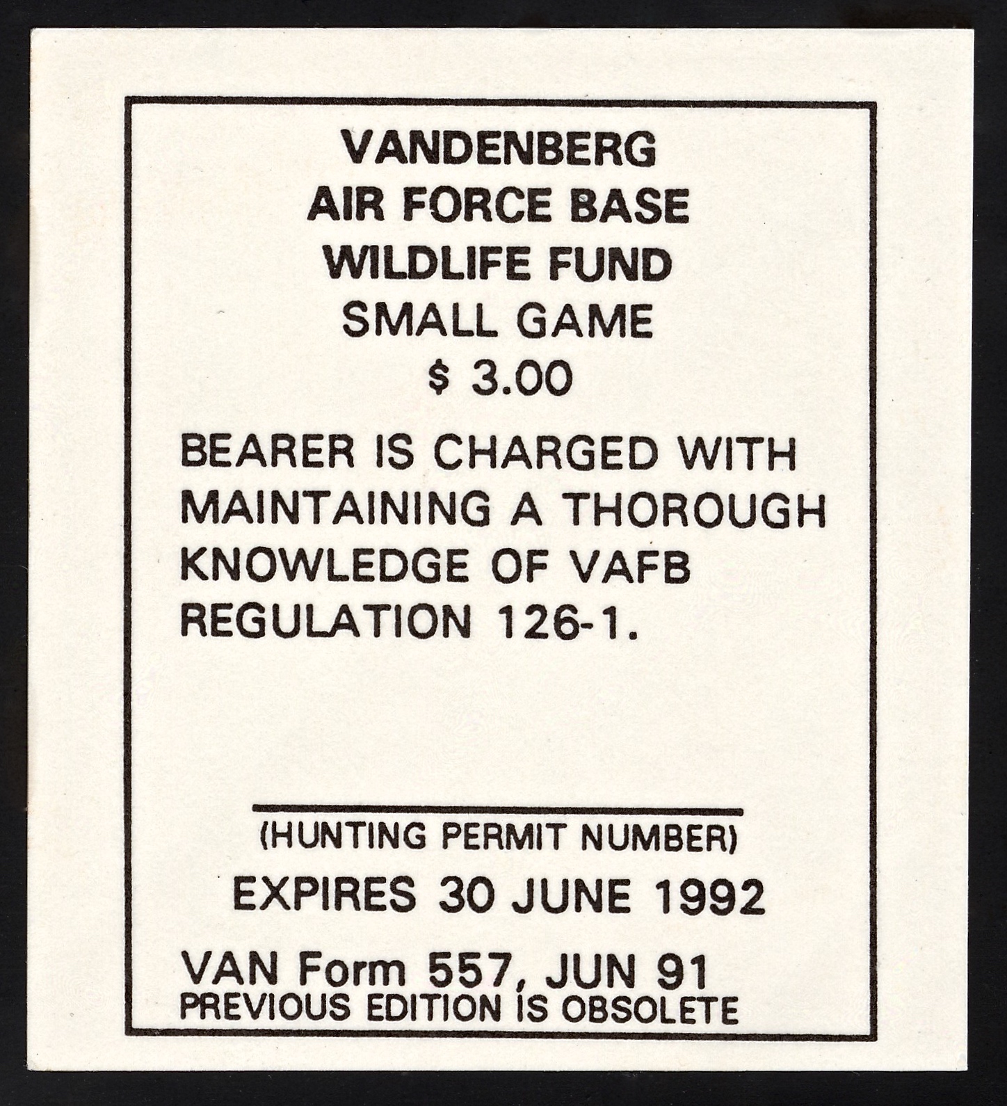 1991-92 VAFB Small Game