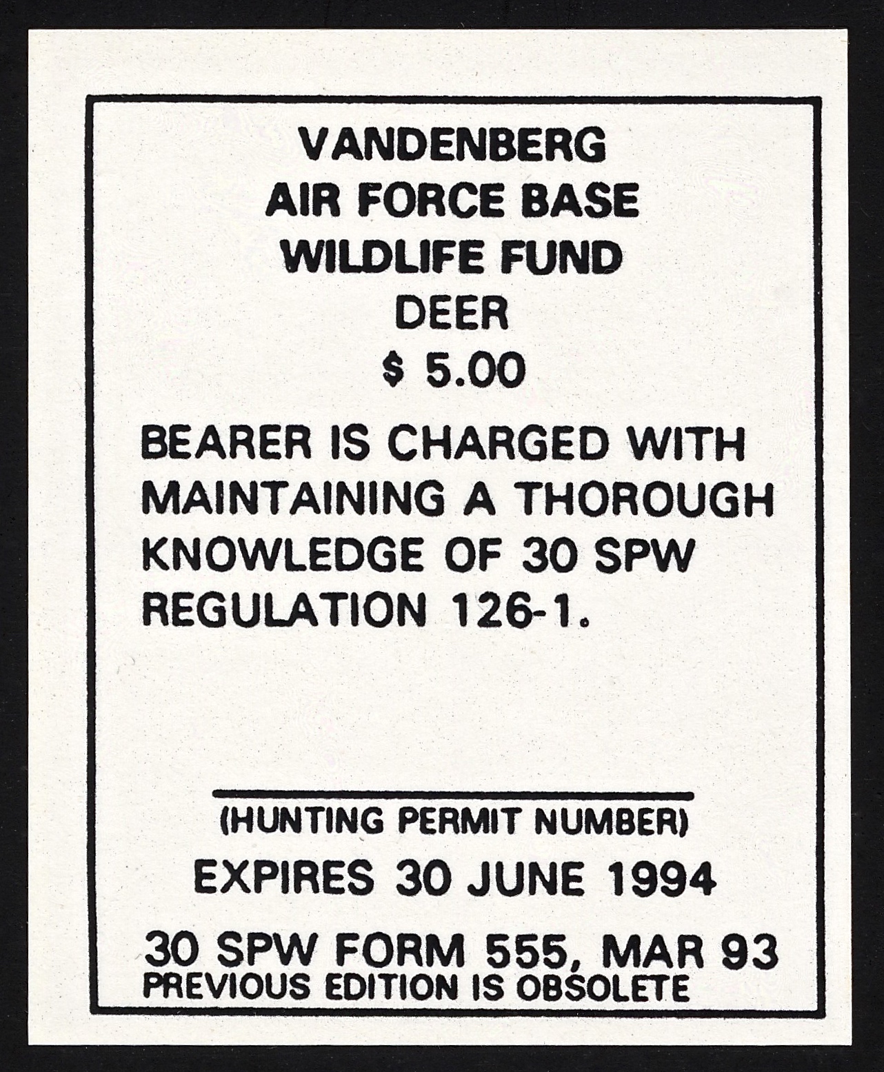 1993-94 VAFB Deer