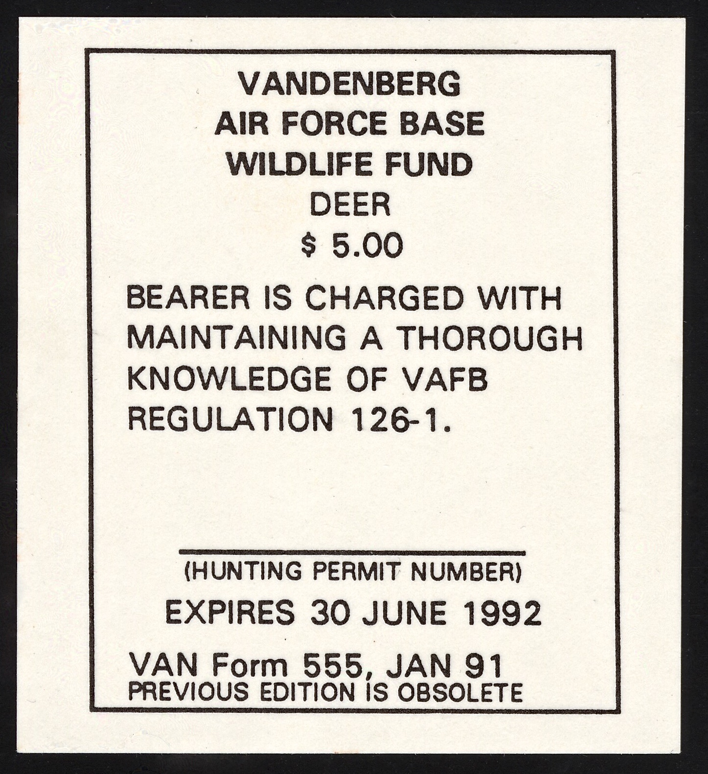 1991-92 VAFB Deer