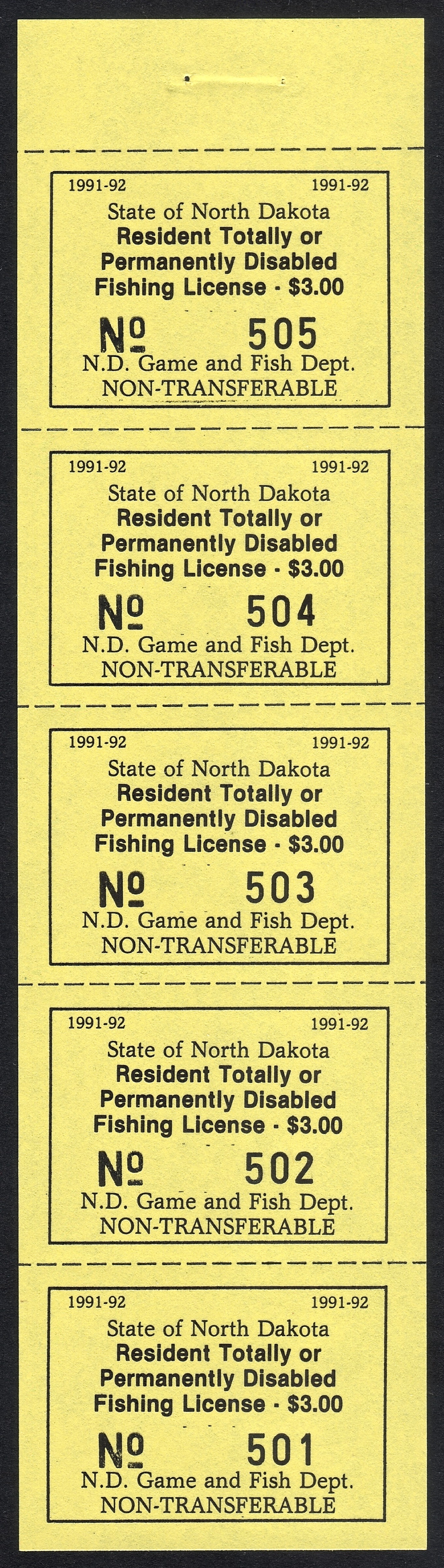 1991-92 North Dakota Disable Fishing Pane