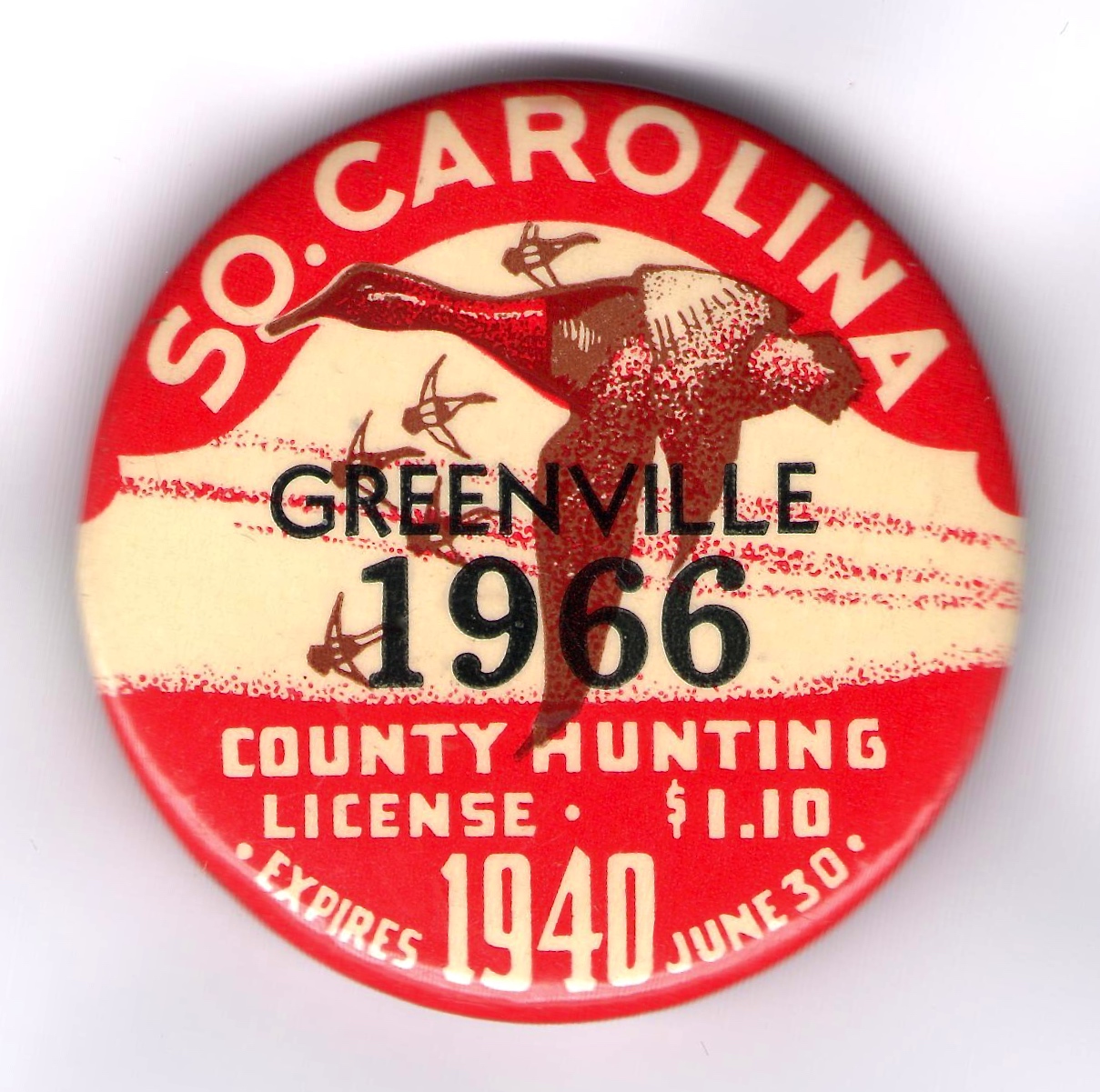 1940-41 South Carolina County Hunting Button