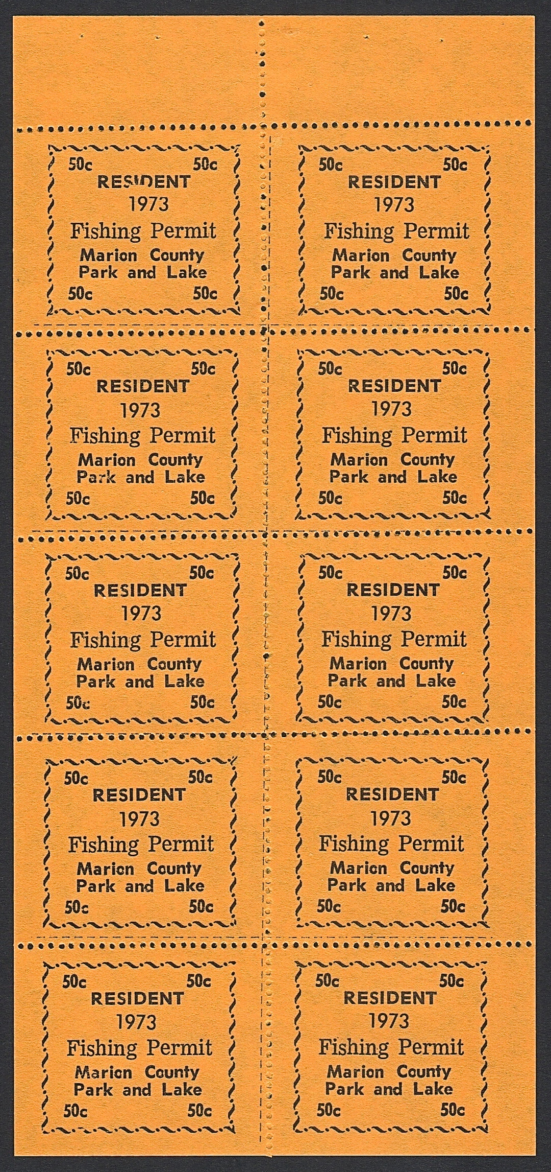 1973 Marion County Fishing Complete Pane