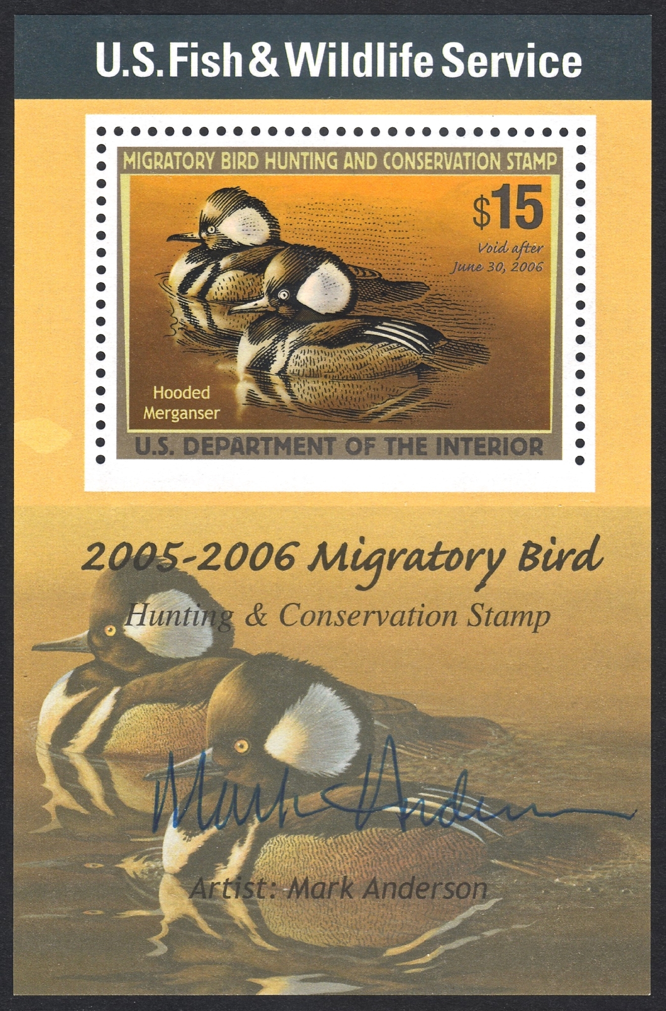 RW72b (2005-06) Souvenir Sheet Imperforate Below Stamp