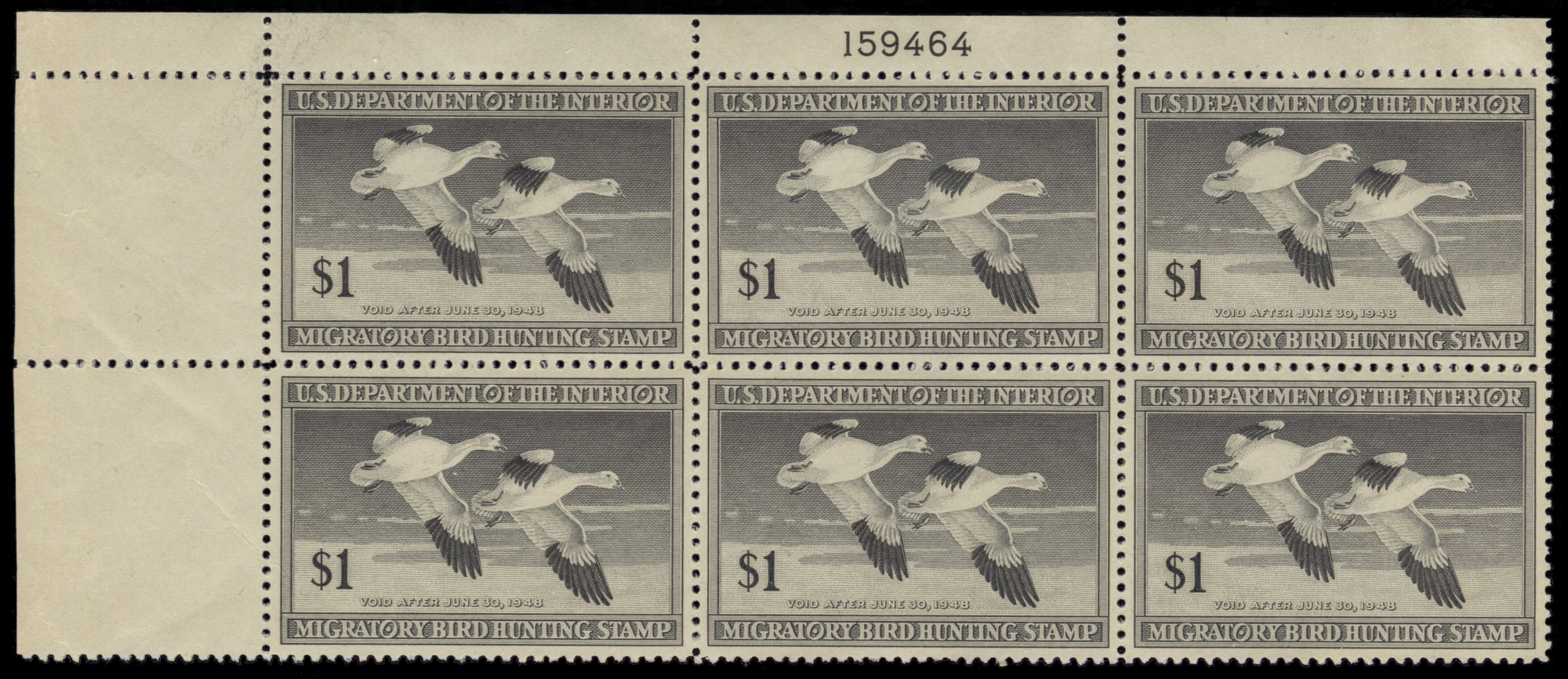 RW14 (1947-48) Plate Number Block