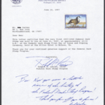 RW64 (1997-98) 1st Stamp Sold to the Public with Letter From Robert Lesino, Chief of the Federal Duck Stamp Program to Ben Cerven