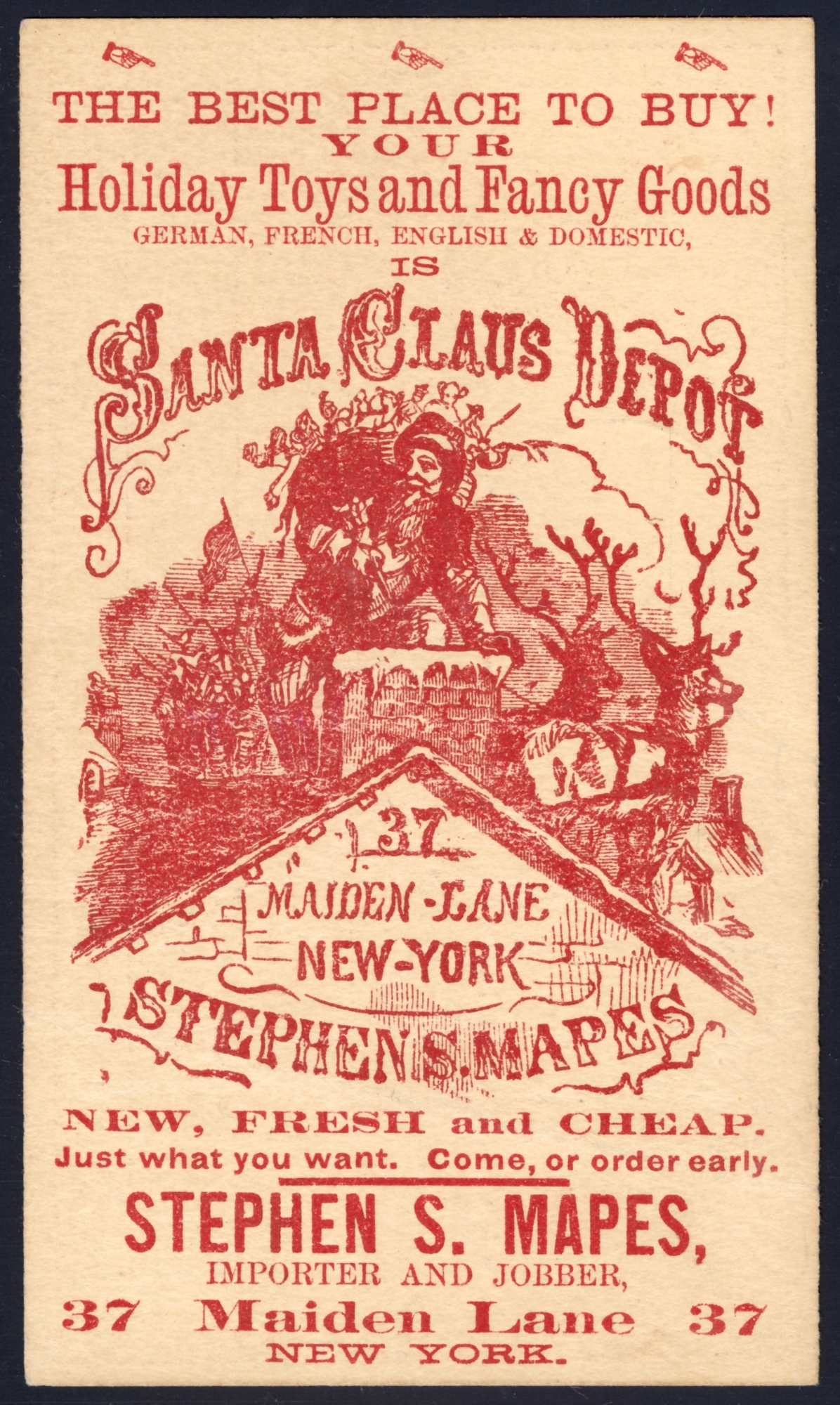 1873 - Type I; Earliest recorded example of a Santa Claus image on a postal card