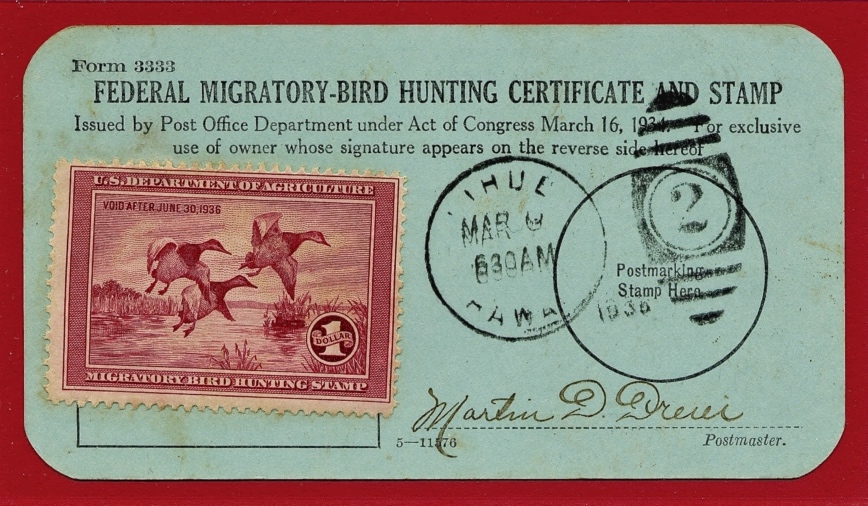 RW2 on Form 3333 cancelled March 6, 1936 at Lihue, Hawaii