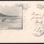 Pioneer "SURF RIDING, WAIKIKI, HONOLULU" published by Albertype, used in 1899