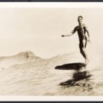 Real Photo Harry Fields surfing at Waikiki by Tom Blake