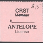 1984 – 1991 Type I CRST Non Member Antelope (Rouletted 9.75, "Member" Crossed out and $15 Written by Hand)