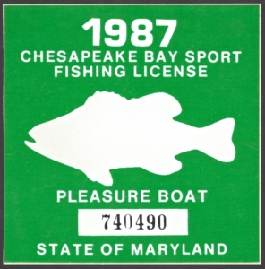 1987 MD Chesepeake Bay Sport Fishing License stamp for ...