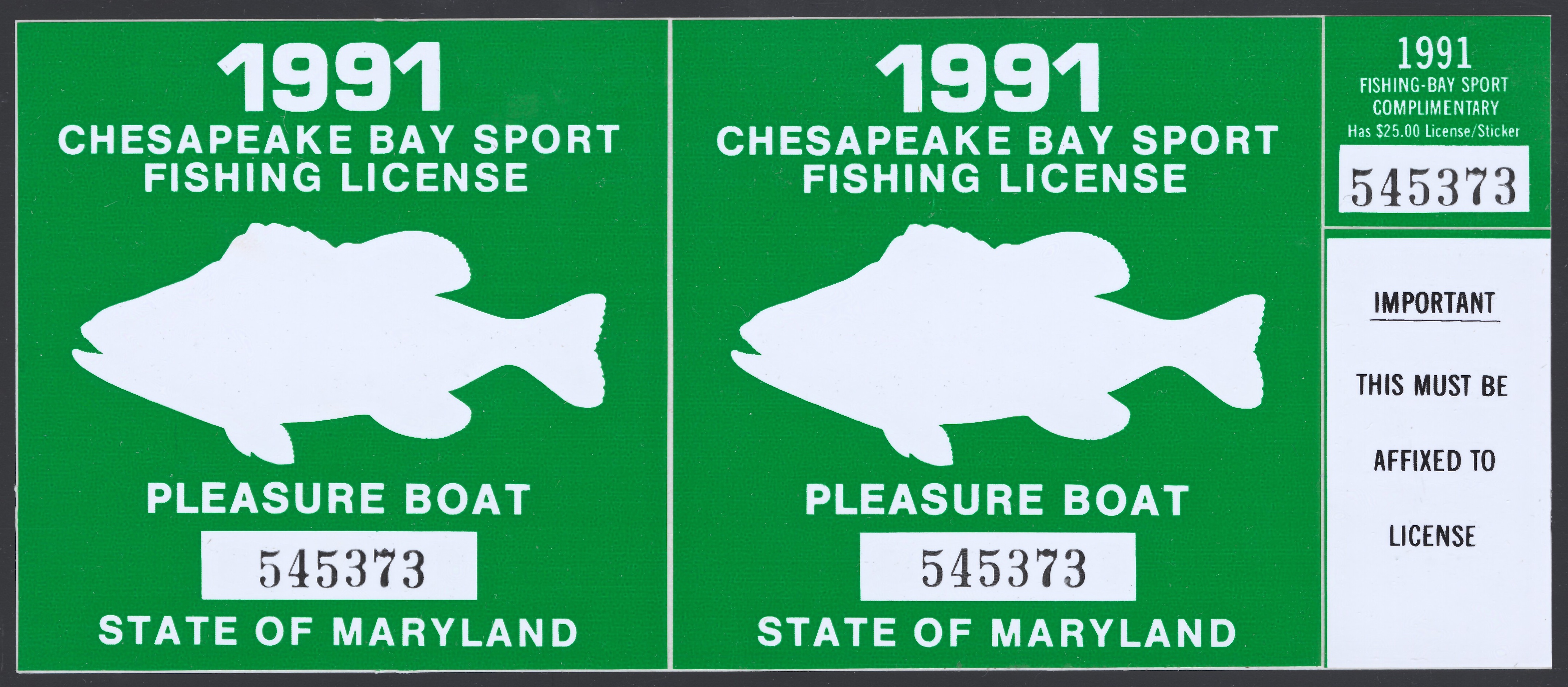 Maryland Boat Fishing License Placement - Unique Fish Photo