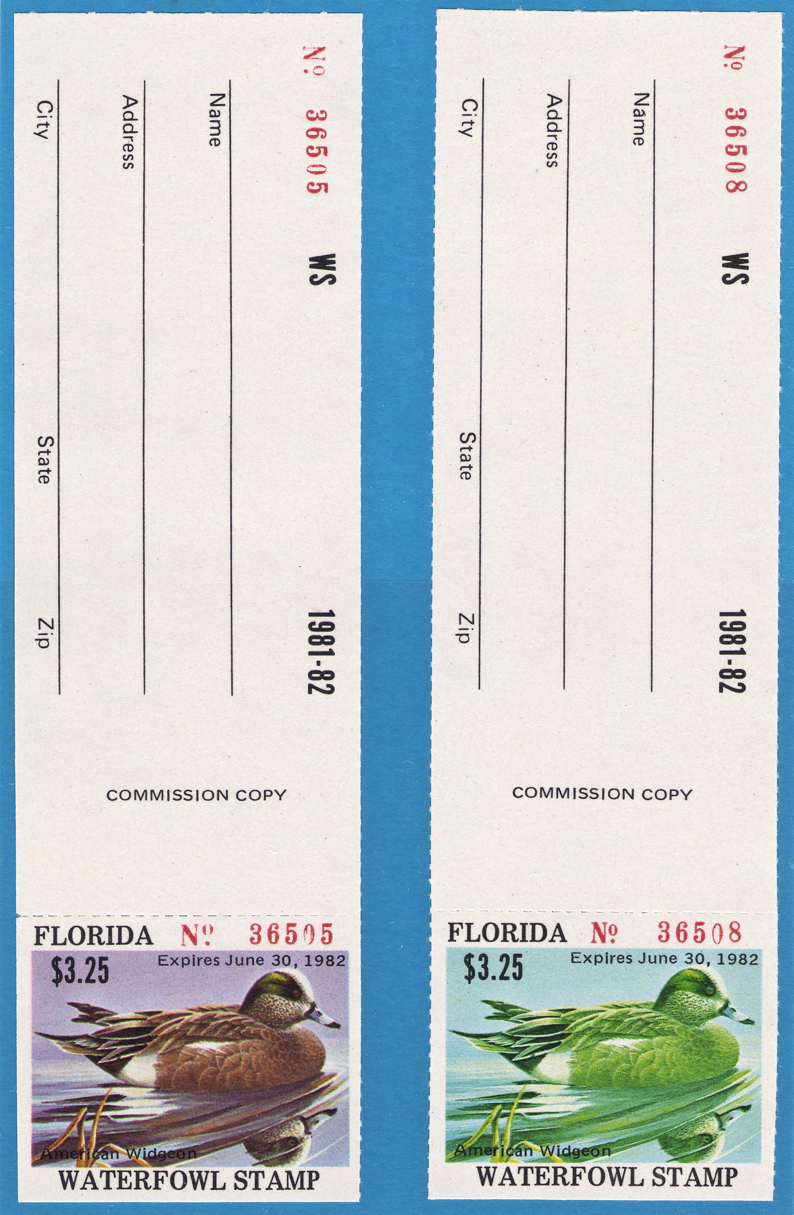 1981-82 Florida Waterfowl Normal (left) and Color Missing Error (right)