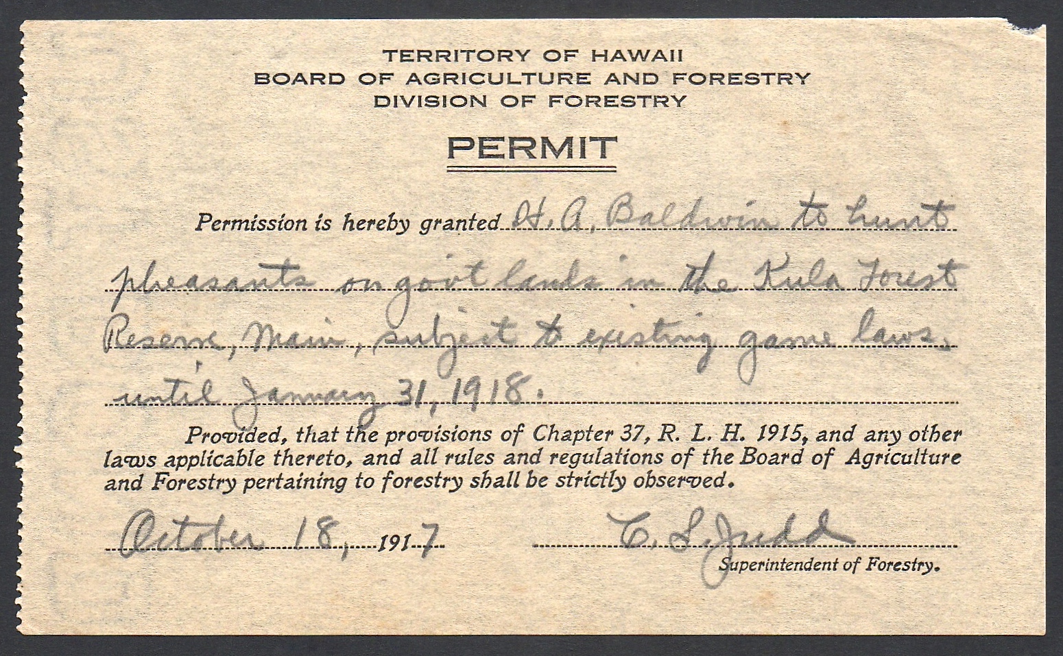 1910 1924 Hawaii Hunting Licenses Waterfowl Stamps and More