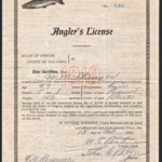 1910 Wallowa County, Oregon Resident Angler's License