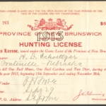 1913 New Brunswick Non Resident Hunting License.