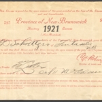1921 New Brunswick Non Resident Hunting License