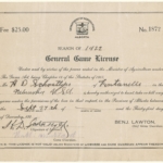 1922 Alberta Non-Resident General Game License