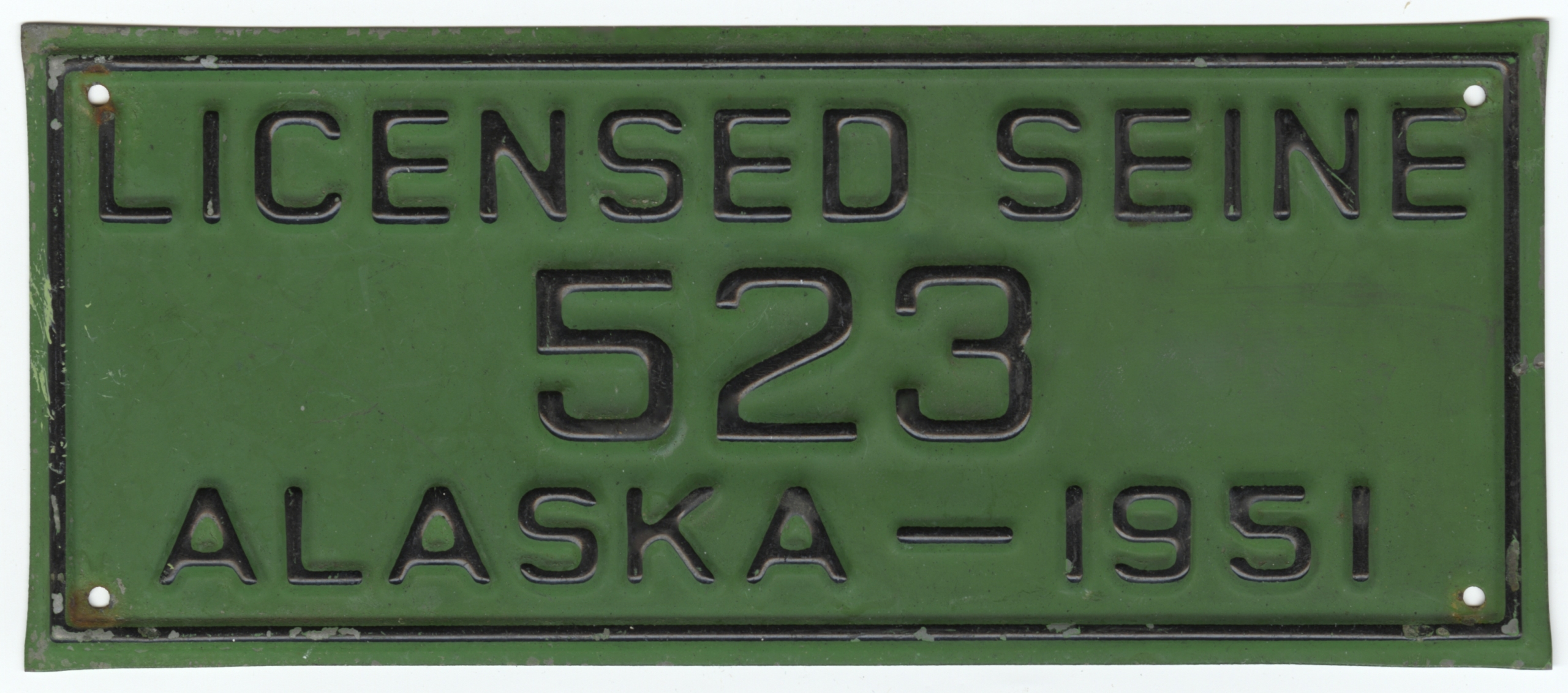 1951 Alaska Seine Fishing License for Vessel