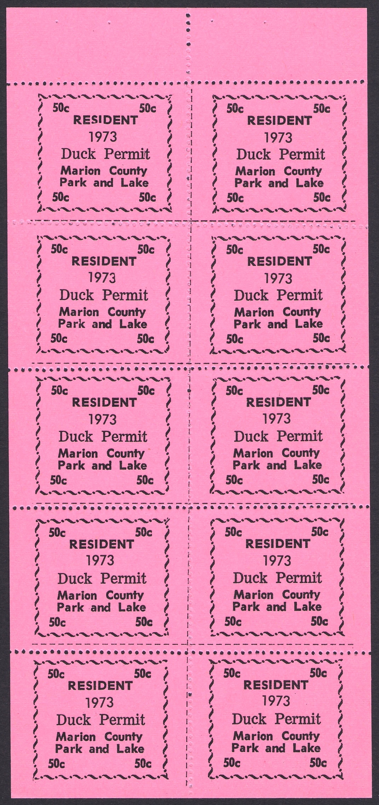 1973 Marion County Duck Compete Pane