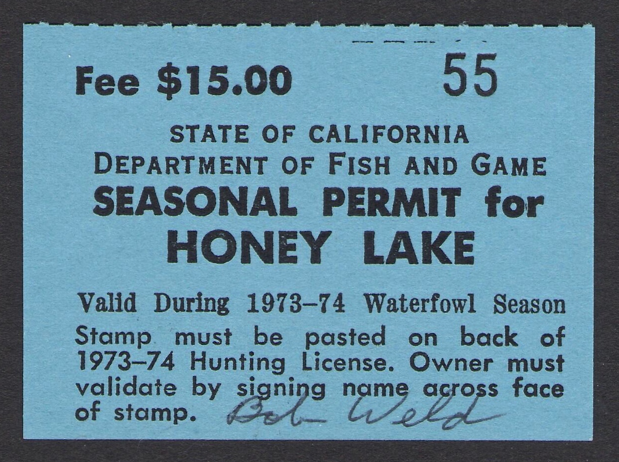 1973-74 Honey Lake signed by Area Manager Bob Weld 