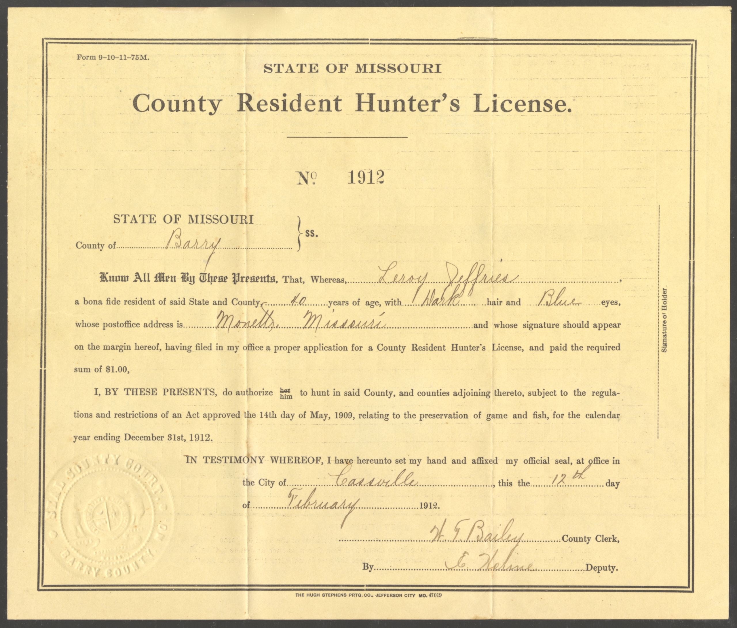 1906 1938 Missouri Hunting & Fishing Licenses Waterfowl Stamps and More