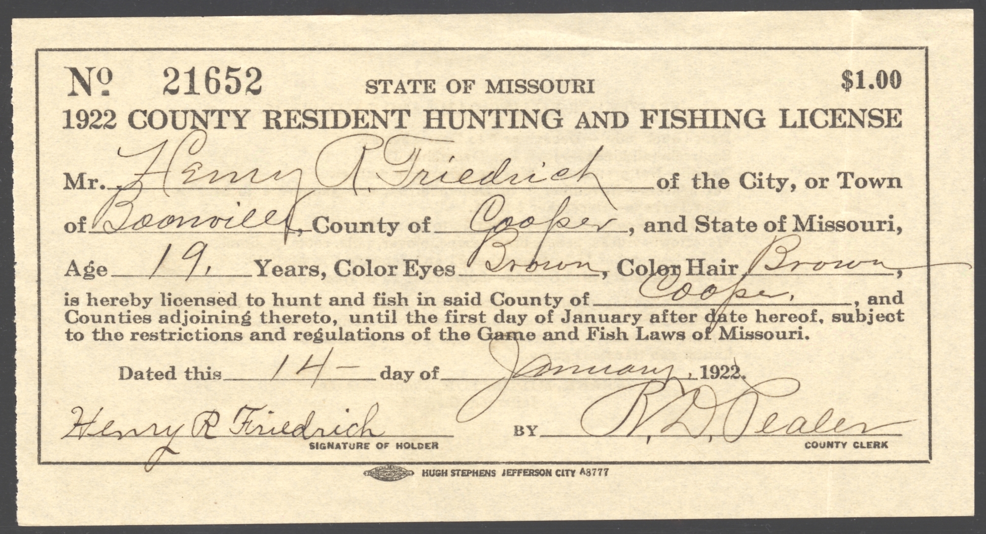 1906 1938 Missouri Hunting & Fishing Licenses Waterfowl Stamps and More