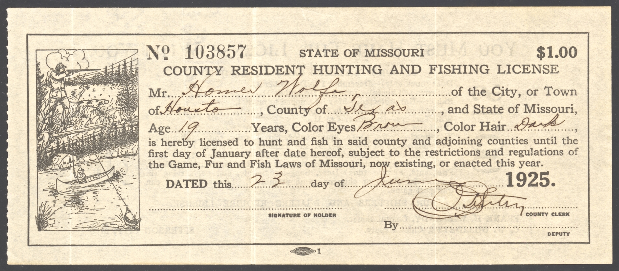 1906 1938 Missouri Hunting & Fishing Licenses Waterfowl Stamps and More