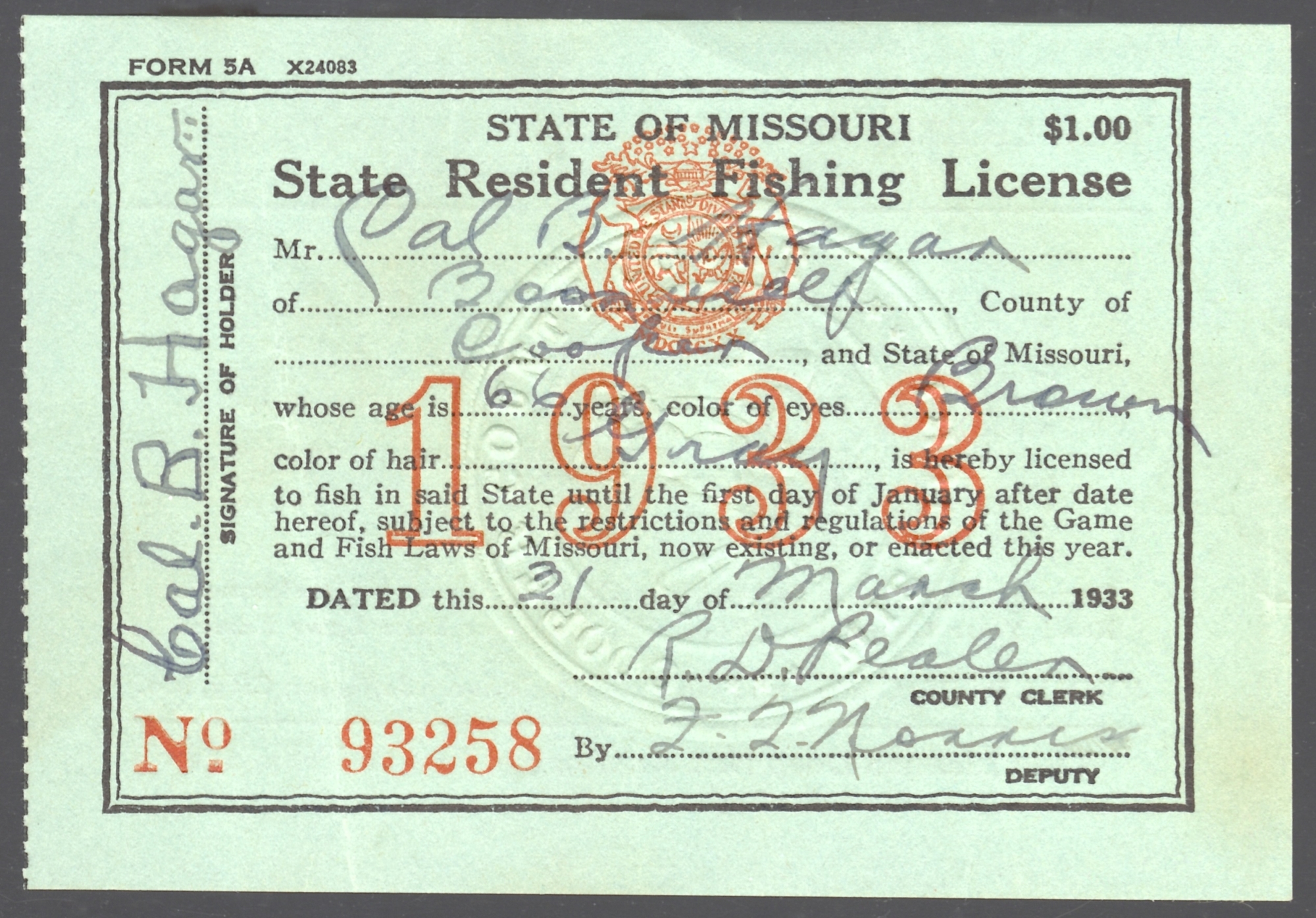 1906 1938 Missouri Hunting Fishing Licenses - Waterfowl Stamps and More