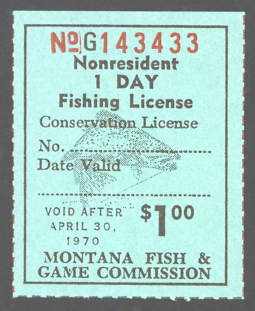 1969-70 Montana NR 1 Day Fishing
