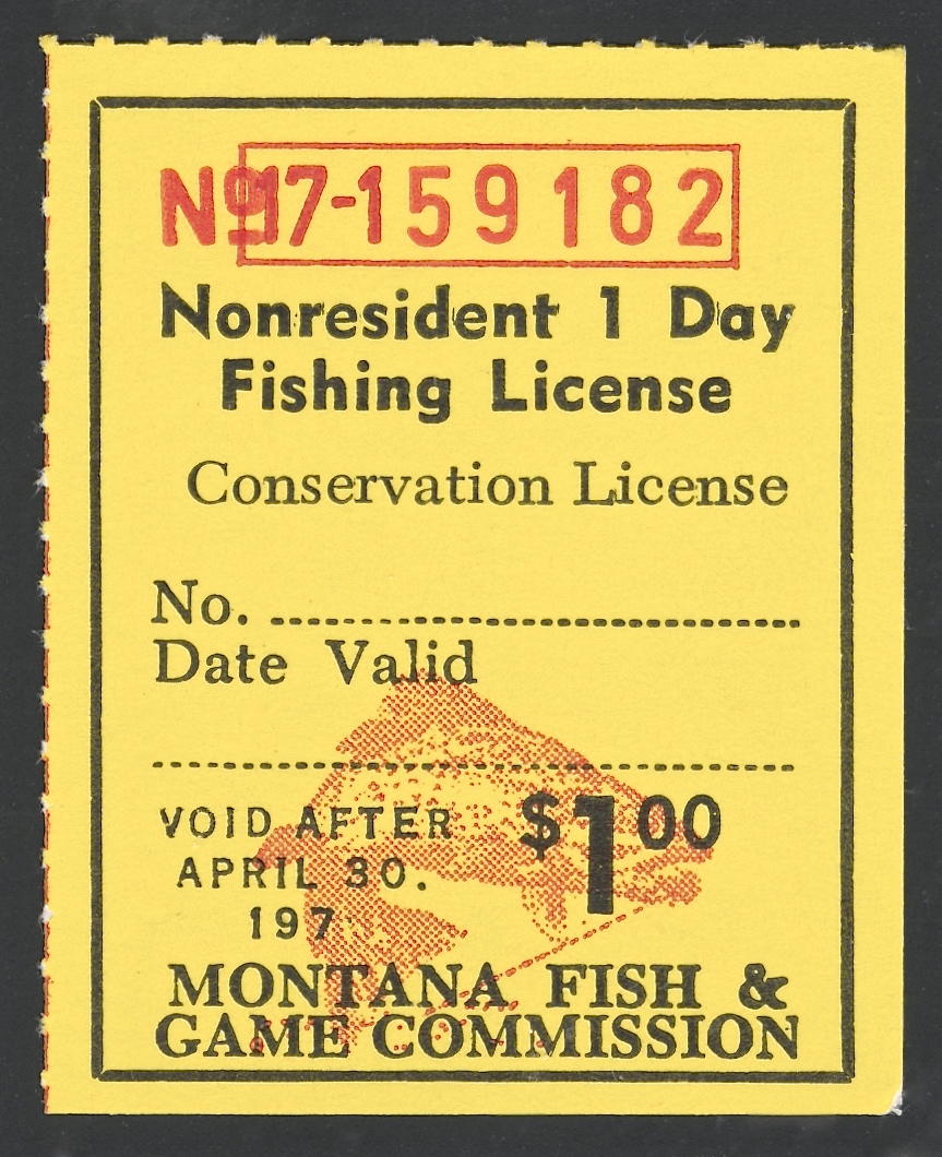 1970-71 Montana NR 1 Day Fishing Missing "1" in year date
