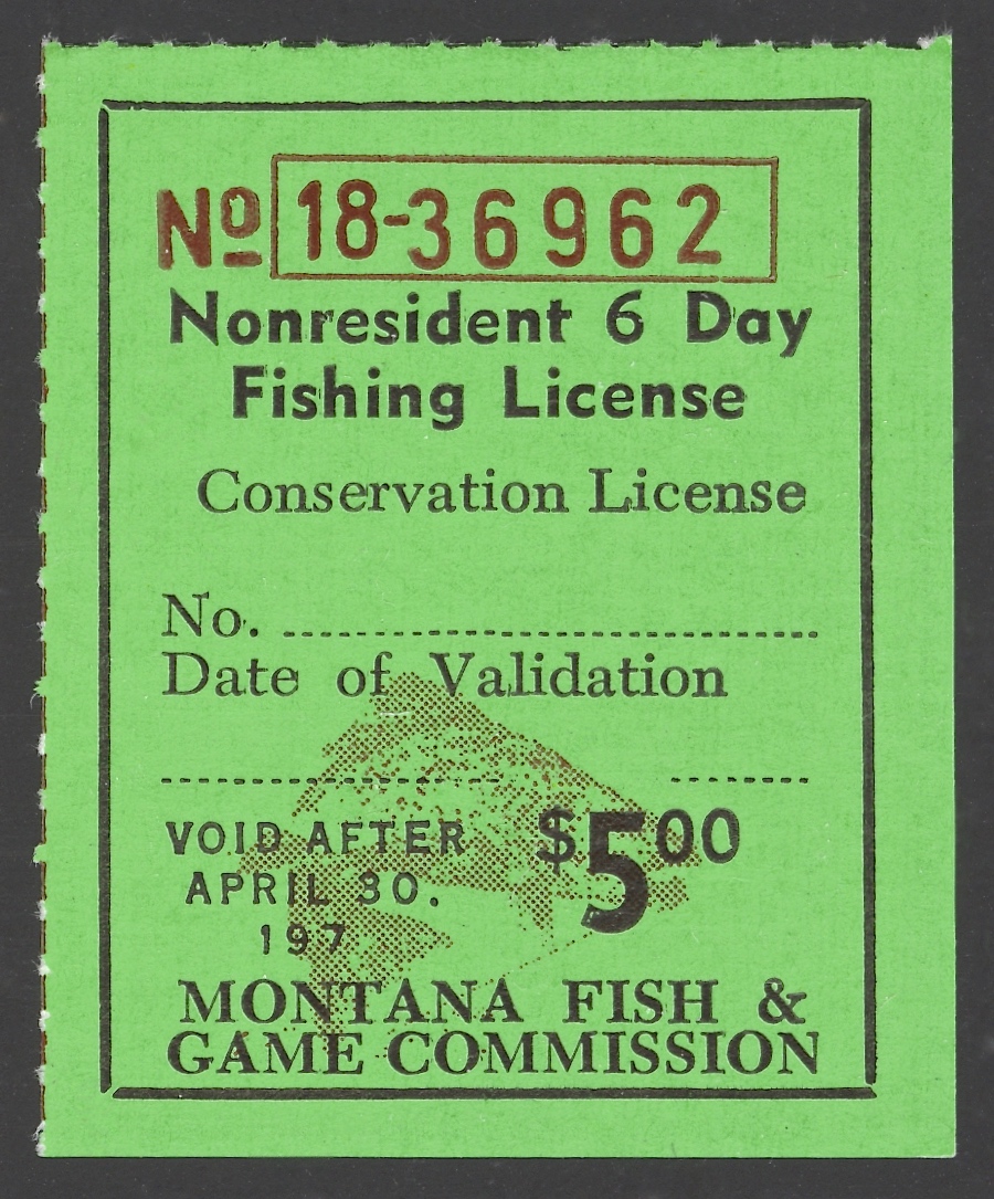 1970-71 Montana NR 6 Day Fishing Missing "1" in year date