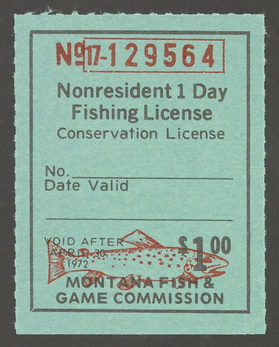 1971-72 Montana NR 1 Day Fishing